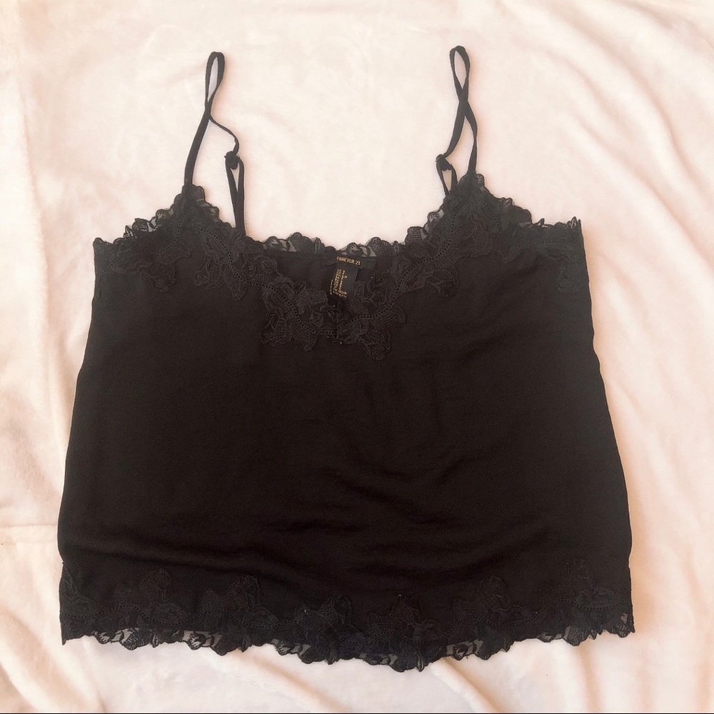 Black Lace Trim Camisole